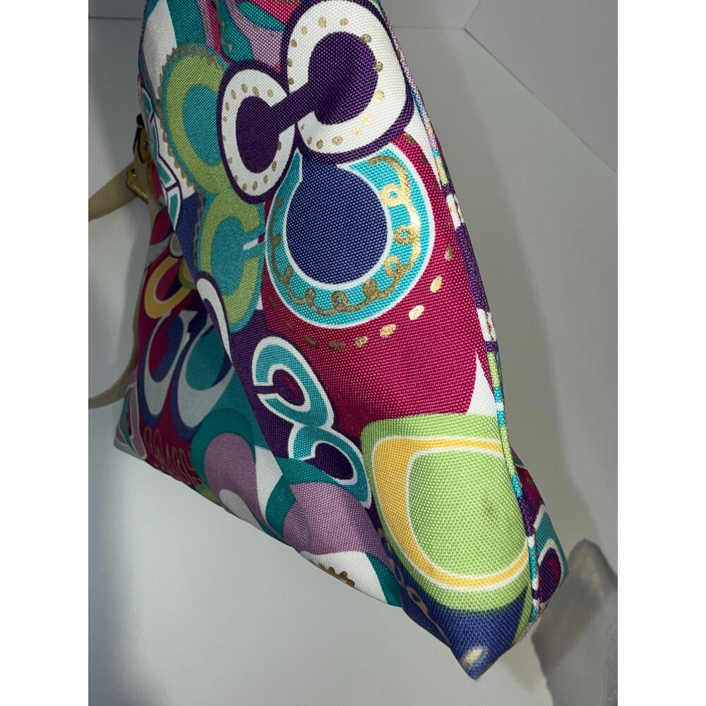Coach Poppy Signature Canvas Leather Multicolor Shoulder / Crossbody Bag - Picture 14 of 15
